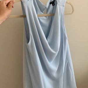 Ann Taylor Sky Blue Draped Sleeveless Blouse
